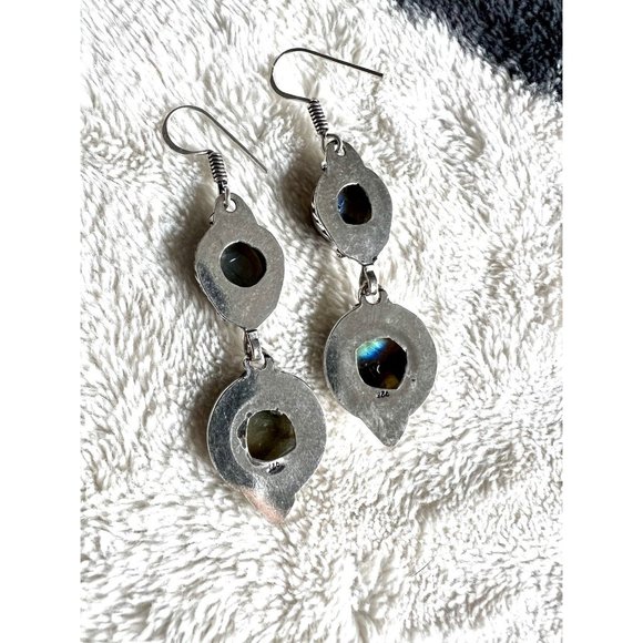 925 Brilliant! Rainbow Flash Labradorite Earrings - Picture 4 of 6